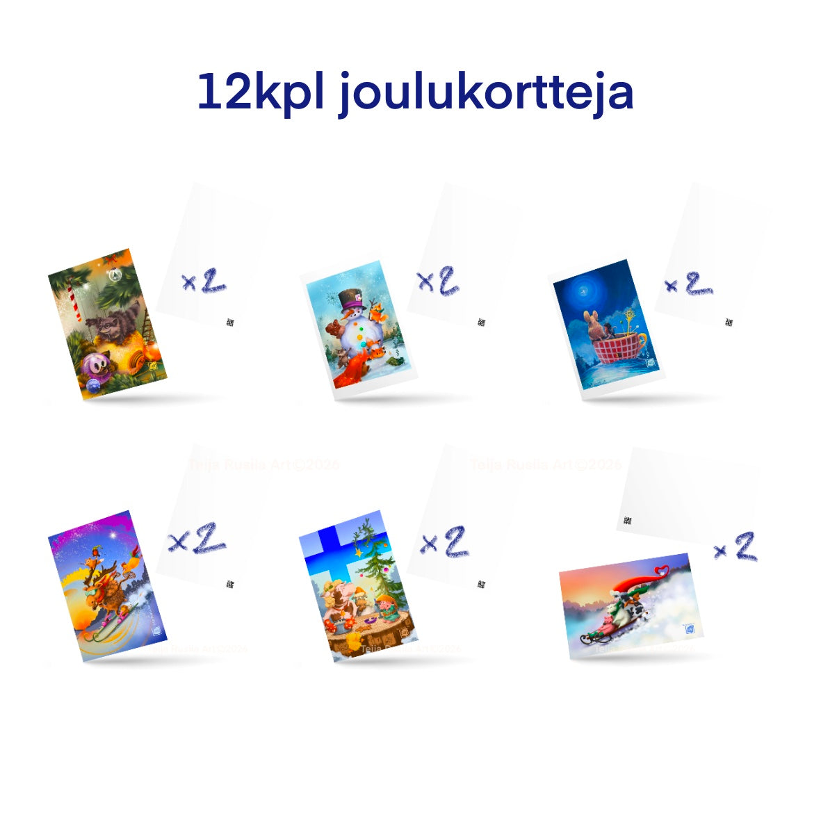 Teija Rusila Art | Taide joulukortit | 12kpl