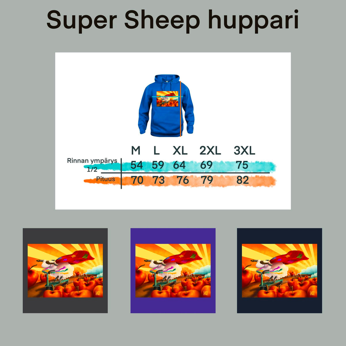 Teija Rusila Art | Aikuisten huppari | Super Sheep