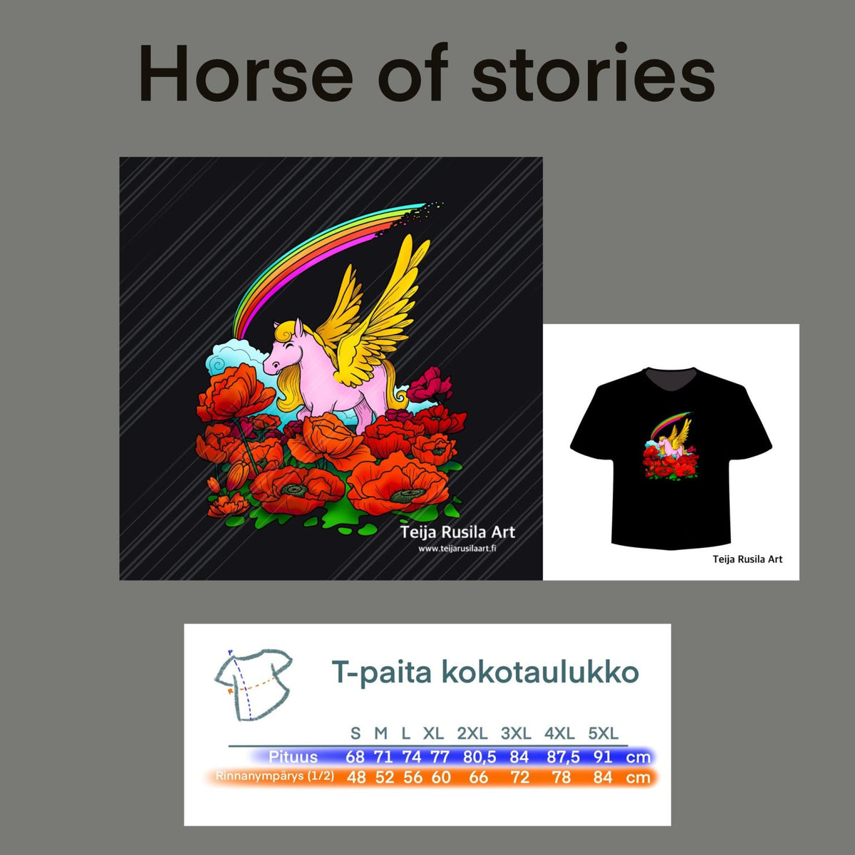 Teija Rusila Art | Aikuisten T-paidat | Horse of the stories
