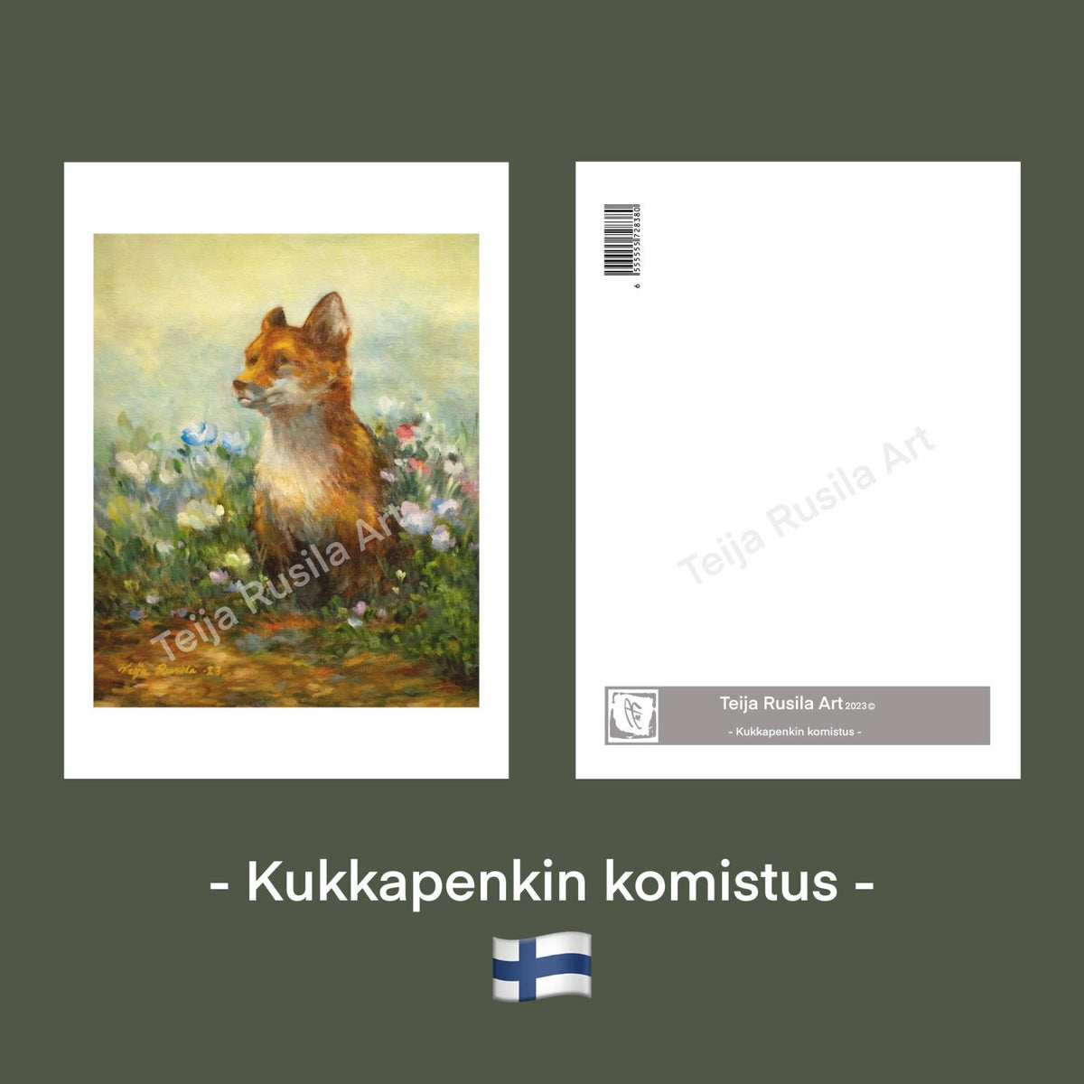 Teija Rusila Art | Kukkapenkin komistus - Postikortti
