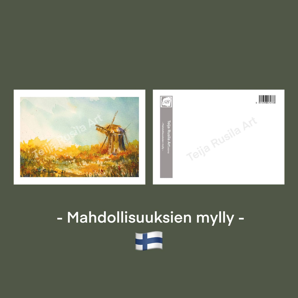Teija Rusila Art | Mahdollisuuksien mylly - postikortti