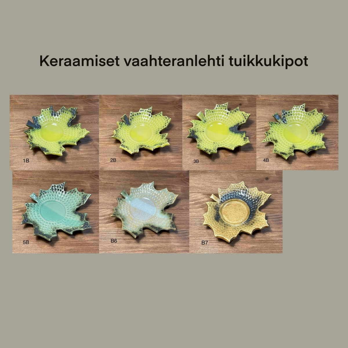 Teija Rusila Art | Keraamisen tuikkukipot | Vaahteranlehti