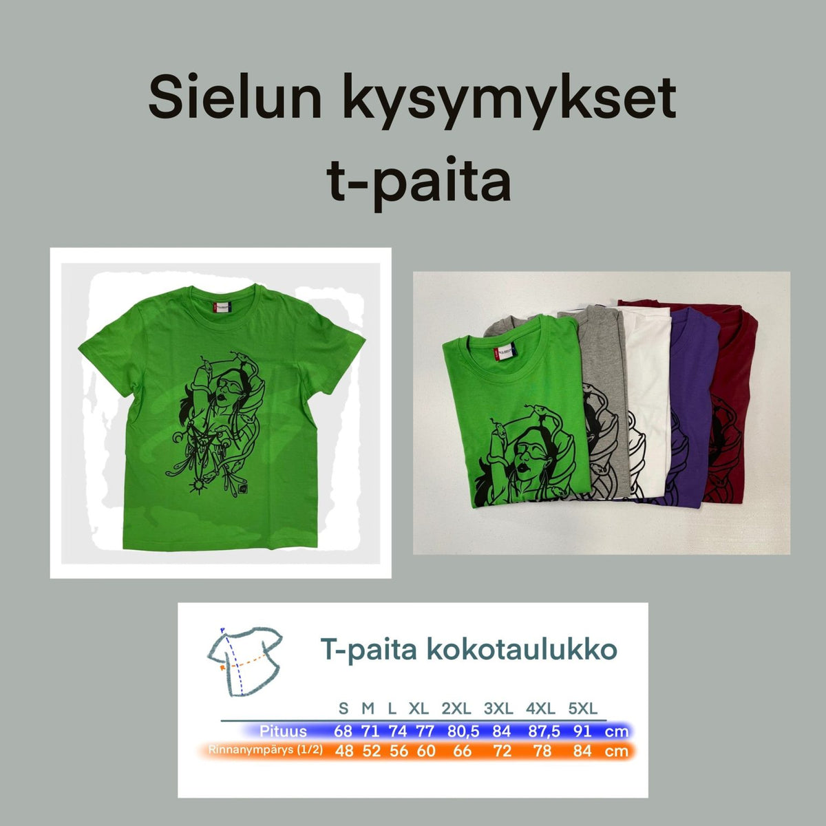 Teija Rusila Art | Aikuisten t-paita | Sielun kysymykset