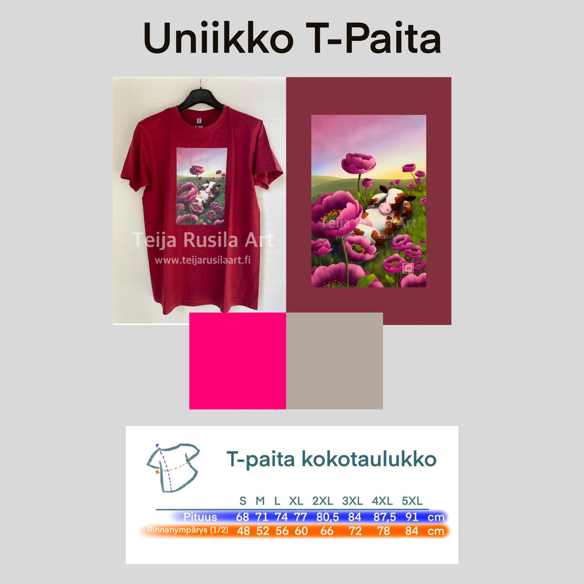 Teija Rusila Art | Aikuisten t-paita | Uniikko