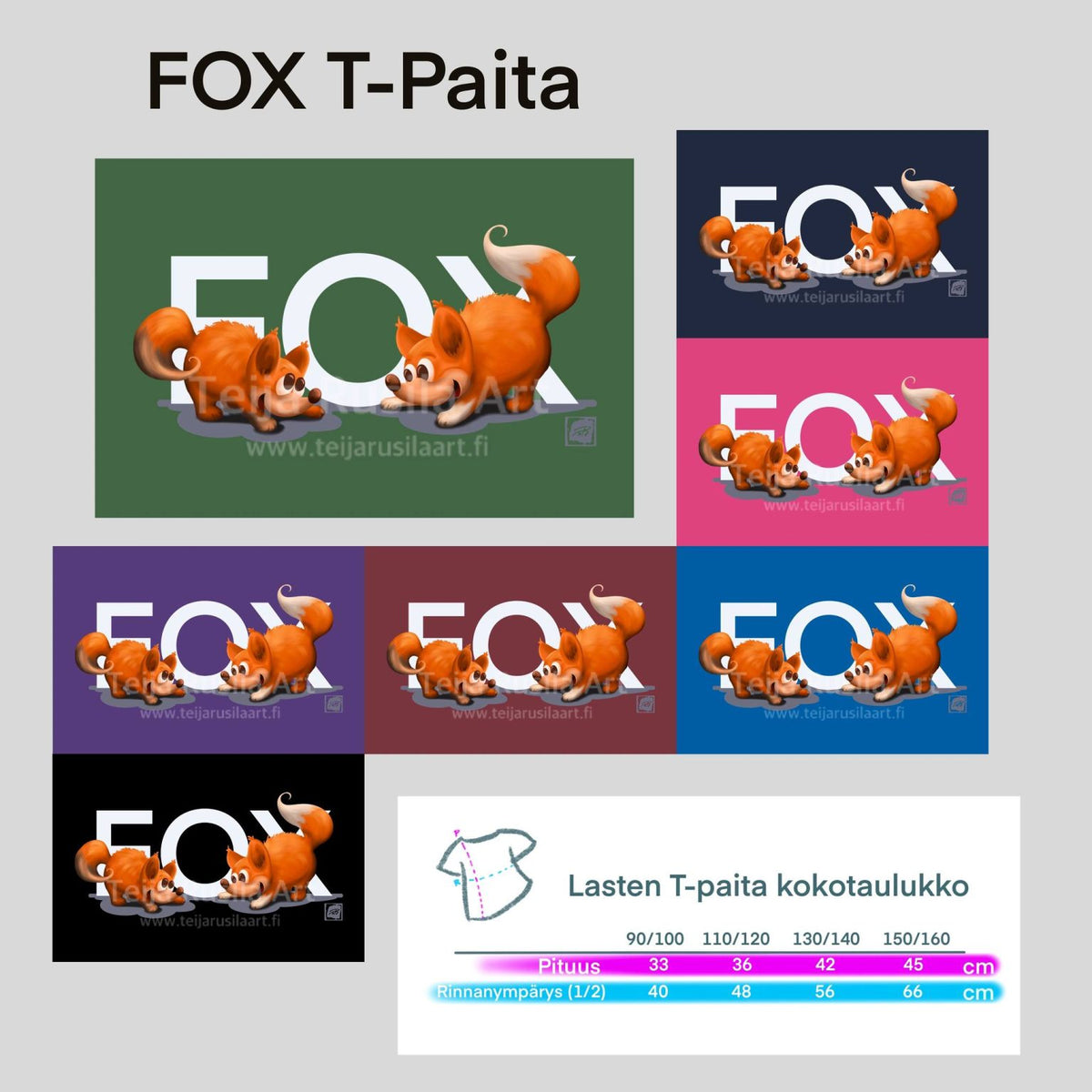 Teija Rusila Art | Lasten t-paita | FOX